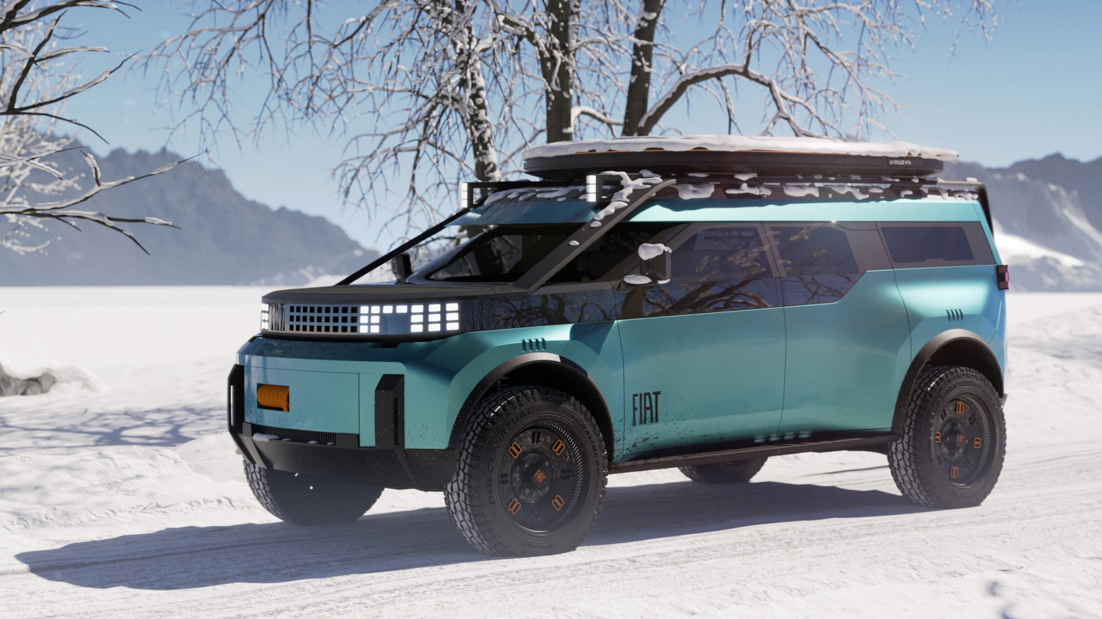 A render showing the Fiat Camper concept car.